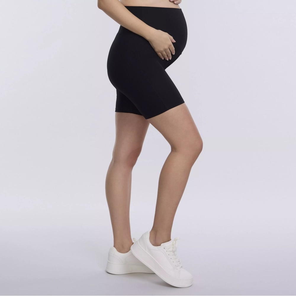 Motherhood Navy Blue Bike Shorts High-Waisted Stretch Size Large